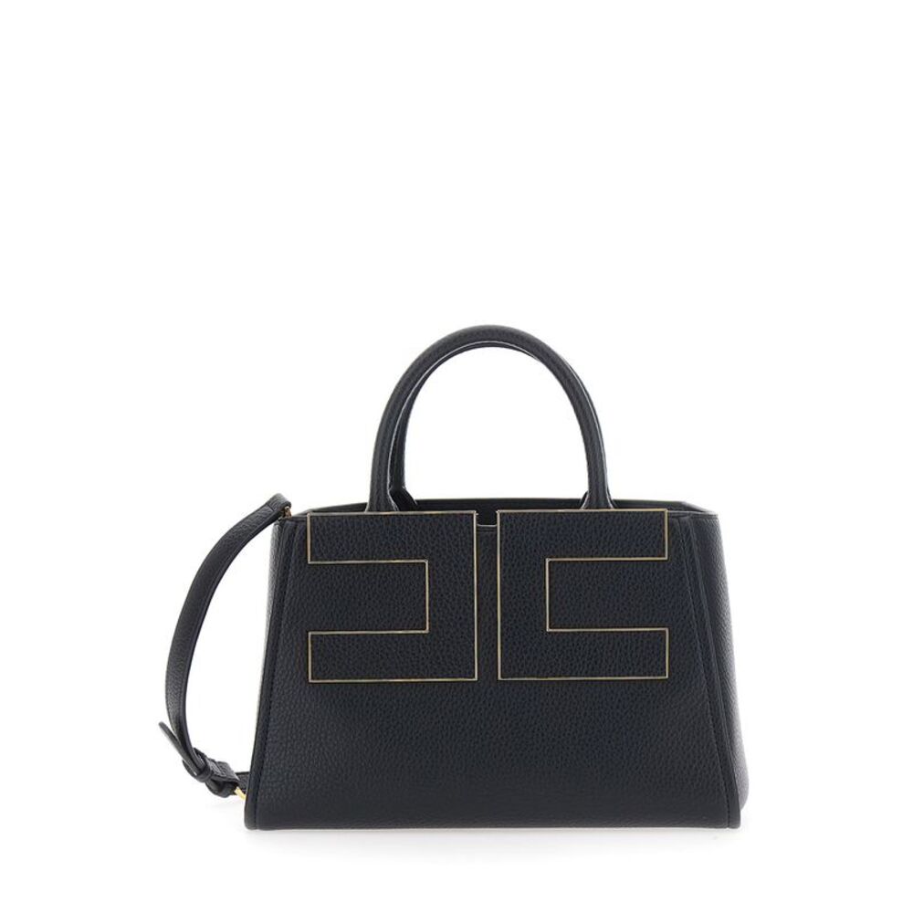 Elisabetta Franchi Women Handbag With Eco Leather And Gold Details, Black, Woman